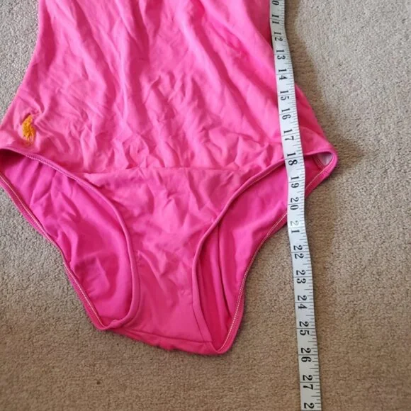 Polo Ralph Lauren Preppy Pink one Piece Barbiecore Swimsuit M - Picture 5 of 6
